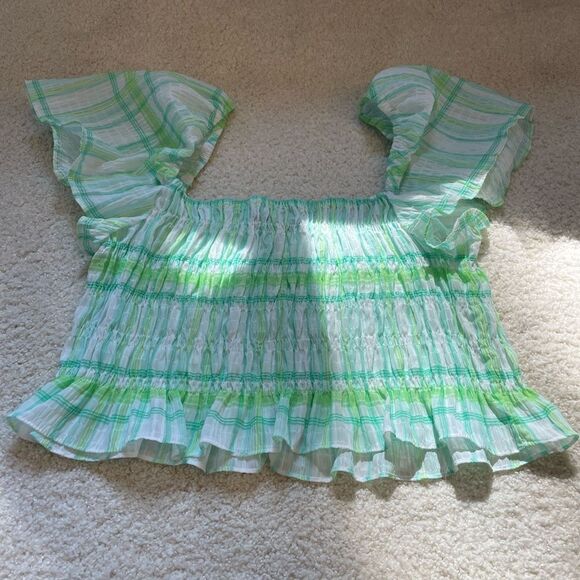 EUC Zara Squareneck Green Top, size L - Picture 4 of 4